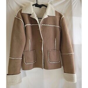 Vintage Tristan & Iseut Late 80's Early 90's faux suede shearling coat Medium